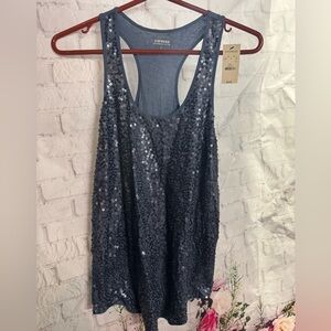 Express Blue Sequin Tank Top